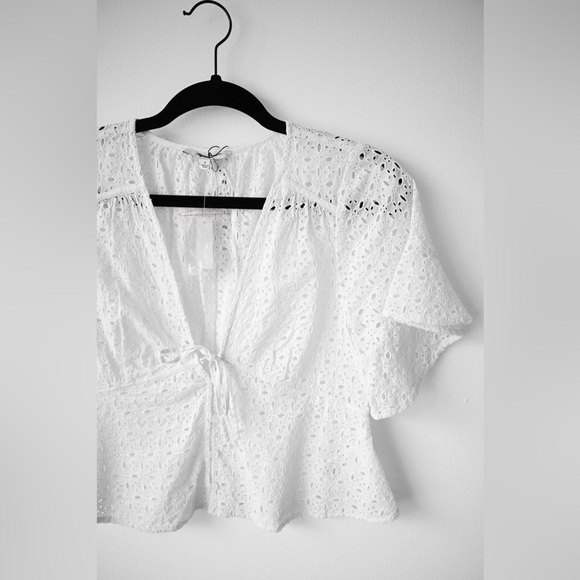 Madewell Front Tie Eyelet Blouse NWT - Picture 4 of 10